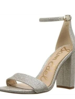 Sam Edelman 'Yaro' Block Heels In Light Gold Mesh - Size 6M